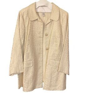 Susan Graver Cream Floral Jacquard Button Front Jacket
